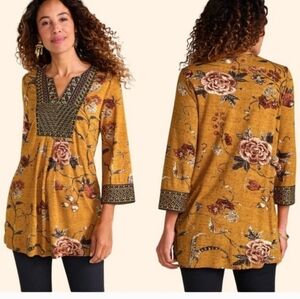 Soft Surroundings Etana Tunic Embroidered Top Medium